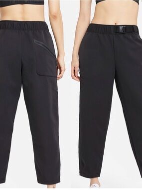 Nike Black Straight-Leg Utility Pants with Buckle Waist
